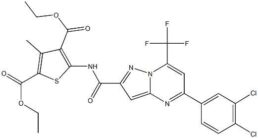 diethyl 5-({[5-(3,4-dichlorophenyl)-7-(trifluoromethyl)pyrazolo[1,5-a]pyrimidin-2-yl]carbonyl}amino)-3-methyl-2,4-thiophenedicarboxylate 结构式