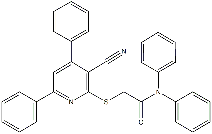 2-[(3-cyano-4,6-diphenyl-2-pyridinyl)sulfanyl]-N,N-diphenylacetamide 结构式