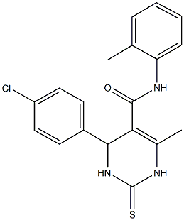 4-(4-chlorophenyl)-6-methyl-N-(2-methylphenyl)-2-thioxo-1,2,3,4-tetrahydro-5-pyrimidinecarboxamide 结构式