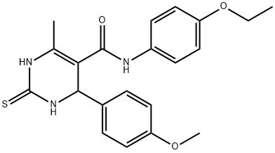 N-(4-ethoxyphenyl)-4-(4-methoxyphenyl)-6-methyl-2-thioxo-1,2,3,4-tetrahydropyrimidine-5-carboxamide 结构式