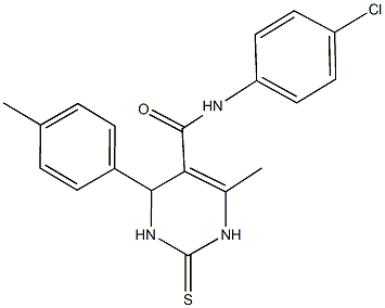 N-(4-chlorophenyl)-6-methyl-4-(4-methylphenyl)-2-thioxo-1,2,3,4-tetrahydro-5-pyrimidinecarboxamide 结构式