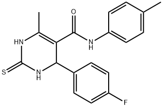 4-(4-fluorophenyl)-6-methyl-N-(4-methylphenyl)-2-thioxo-1,2,3,4-tetrahydro-5-pyrimidinecarboxamide 结构式