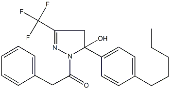 5-(4-pentylphenyl)-1-(phenylacetyl)-3-(trifluoromethyl)-4,5-dihydro-1H-pyrazol-5-ol 结构式