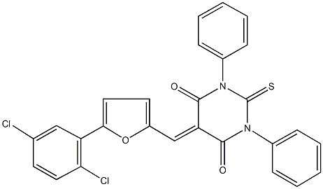 5-{[5-(2,5-dichlorophenyl)-2-furyl]methylene}-1,3-diphenyl-2-thioxodihydro-4,6(1H,5H)-pyrimidinedione 结构式