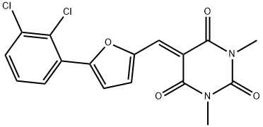 5-{[5-(2,3-dichlorophenyl)-2-furyl]methylene}-1,3-dimethyl-2,4,6(1H,3H,5H)-pyrimidinetrione 结构式