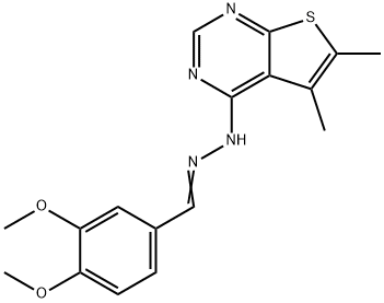 3,4-dimethoxybenzaldehyde (5,6-dimethylthieno[2,3-d]pyrimidin-4-yl)hydrazone 结构式