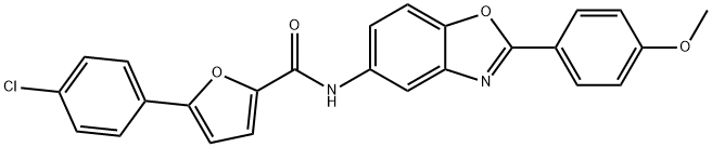 5-(4-chlorophenyl)-N-[2-(4-methoxyphenyl)-1,3-benzoxazol-5-yl]-2-furamide 结构式