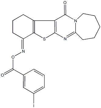 2,3,8,9,10,11-hexahydro[1]benzothieno[2',3':4,5]pyrimido[1,2-a]azepine-4,13(1H,7H)-dione 4-[O-(3-iodobenzoyl)oxime] 结构式