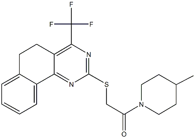 2-(4-methyl-1-piperidinyl)-2-oxoethyl 4-(trifluoromethyl)-5,6-dihydrobenzo[h]quinazolin-2-yl sulfide 结构式