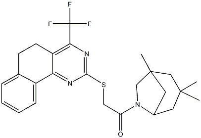 2-{[2-oxo-2-(1,3,3-trimethyl-6-azabicyclo[3.2.1]oct-6-yl)ethyl]sulfanyl}-4-(trifluoromethyl)-5,6-dihydrobenzo[h]quinazoline 结构式