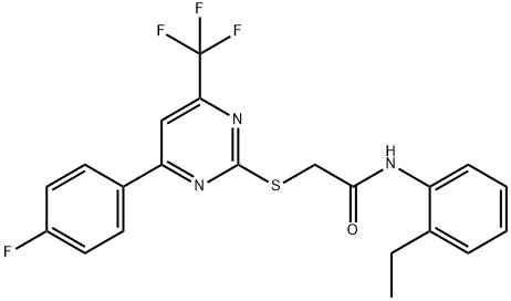 N-(2-ethylphenyl)-2-{[4-(4-fluorophenyl)-6-(trifluoromethyl)-2-pyrimidinyl]sulfanyl}acetamide 结构式