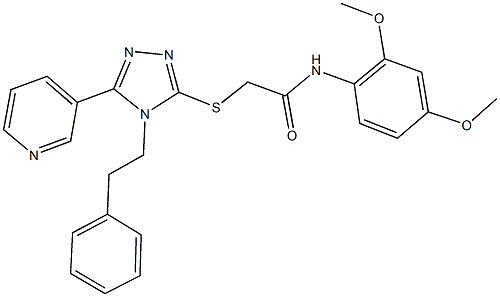 N-(2,4-dimethoxyphenyl)-2-{[4-(2-phenylethyl)-5-(3-pyridinyl)-4H-1,2,4-triazol-3-yl]sulfanyl}acetamide 结构式