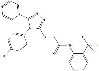 2-{[4-(4-fluorophenyl)-5-(4-pyridinyl)-4H-1,2,4-triazol-3-yl]sulfanyl}-N-[2-(trifluoromethyl)phenyl]acetamide 结构式