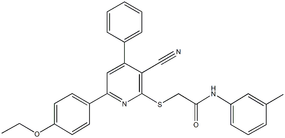 2-{[3-cyano-6-(4-ethoxyphenyl)-4-phenyl-2-pyridinyl]sulfanyl}-N-(3-methylphenyl)acetamide 结构式