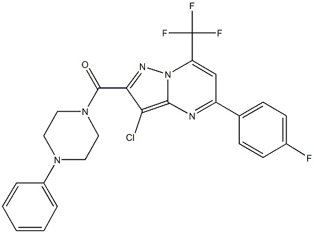 3-chloro-5-(4-fluorophenyl)-2-[(4-phenyl-1-piperazinyl)carbonyl]-7-(trifluoromethyl)pyrazolo[1,5-a]pyrimidine 结构式