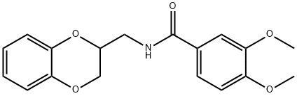 N-(2,3-dihydro-1,4-benzodioxin-2-ylmethyl)-3,4-dimethoxybenzamide 结构式