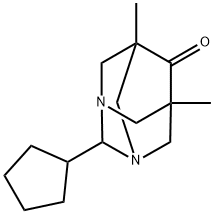 2-cyclopentyl-5,7-dimethyl-1,3-diazatricyclo[3.3.1.1~3,7~]decan-6-one 结构式
