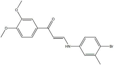 3-(4-bromo-3-methylanilino)-1-(3,4-dimethoxyphenyl)-2-propen-1-one 结构式