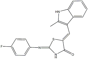 2-[(4-fluorophenyl)imino]-5-[(2-methyl-1H-indol-3-yl)methylene]-1,3-thiazolidin-4-one 结构式