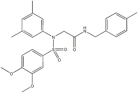 2-{[(3,4-dimethoxyphenyl)sulfonyl]-3,5-dimethylanilino}-N-(4-methylbenzyl)acetamide 结构式