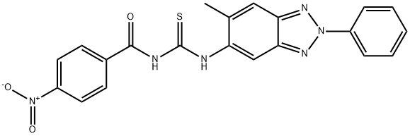 N-{4-nitrobenzoyl}-N'-(6-methyl-2-phenyl-2H-1,2,3-benzotriazol-5-yl)thiourea 结构式