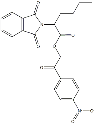 2-{4-nitrophenyl}-2-oxoethyl 2-(1,3-dioxo-1,3-dihydro-2H-isoindol-2-yl)hexanoate 结构式