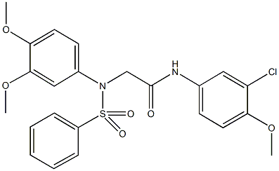 N-(3-chloro-4-methoxyphenyl)-2-[3,4-dimethoxy(phenylsulfonyl)anilino]acetamide 结构式