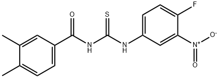 N-(3,4-dimethylbenzoyl)-N'-{4-fluoro-3-nitrophenyl}thiourea 结构式