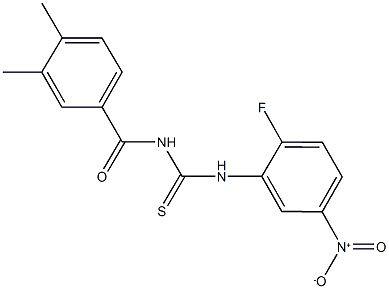 N-(3,4-dimethylbenzoyl)-N'-{2-fluoro-5-nitrophenyl}thiourea 结构式