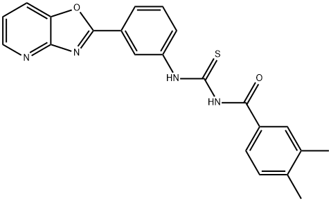 N-(3,4-dimethylbenzoyl)-N'-(3-[1,3]oxazolo[4,5-b]pyridin-2-ylphenyl)thiourea 结构式