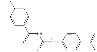 N-(4-acetylphenyl)-N'-(3,4-dimethylbenzoyl)thiourea 结构式