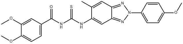 N-(3,4-dimethoxybenzoyl)-N'-[2-(4-methoxyphenyl)-6-methyl-2H-1,2,3-benzotriazol-5-yl]thiourea 结构式