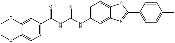 N-(3,4-dimethoxybenzoyl)-N'-[2-(4-methylphenyl)-1,3-benzoxazol-5-yl]thiourea 结构式