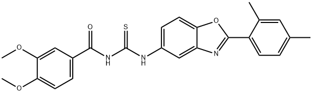 N-(3,4-dimethoxybenzoyl)-N'-[2-(2,4-dimethylphenyl)-1,3-benzoxazol-5-yl]thiourea 结构式