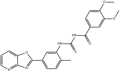 N-(3,4-dimethoxybenzoyl)-N'-(2-methyl-5-[1,3]oxazolo[4,5-b]pyridin-2-ylphenyl)thiourea 结构式