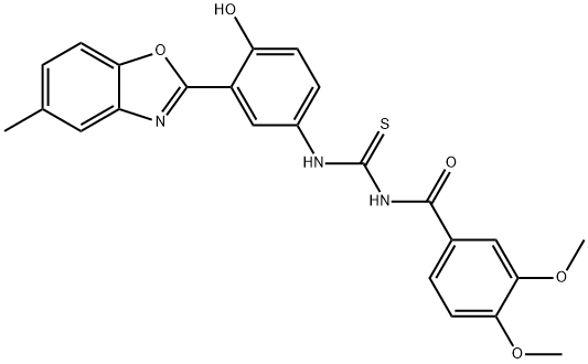 N-(3,4-dimethoxybenzoyl)-N'-[4-hydroxy-3-(5-methyl-1,3-benzoxazol-2-yl)phenyl]thiourea 结构式