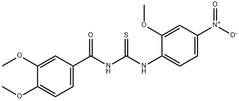 N-(3,4-dimethoxybenzoyl)-N'-{4-nitro-2-methoxyphenyl}thiourea 结构式