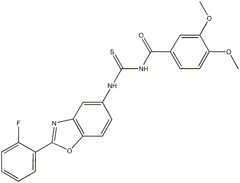 N-(3,4-dimethoxybenzoyl)-N'-[2-(2-fluorophenyl)-1,3-benzoxazol-5-yl]thiourea 结构式