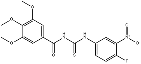 N-{4-fluoro-3-nitrophenyl}-N'-(3,4,5-trimethoxybenzoyl)thiourea 结构式