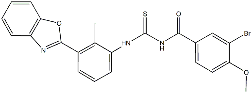N-[3-(1,3-benzoxazol-2-yl)-2-methylphenyl]-N'-(3-bromo-4-methoxybenzoyl)thiourea 结构式