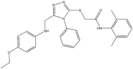 N-(2,6-dimethylphenyl)-2-({5-[(4-ethoxyanilino)methyl]-4-phenyl-4H-1,2,4-triazol-3-yl}sulfanyl)acetamide 结构式