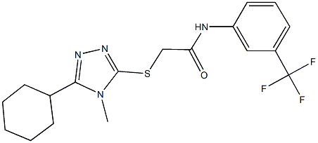 2-[(5-cyclohexyl-4-methyl-4H-1,2,4-triazol-3-yl)sulfanyl]-N-[3-(trifluoromethyl)phenyl]acetamide 结构式
