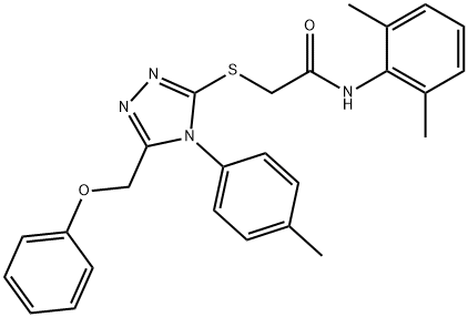 N-(2,6-dimethylphenyl)-2-{[4-(4-methylphenyl)-5-(phenoxymethyl)-4H-1,2,4-triazol-3-yl]sulfanyl}acetamide 结构式