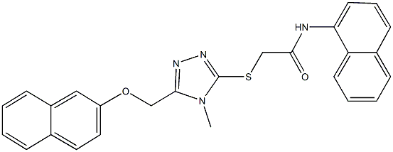 2-({4-methyl-5-[(2-naphthyloxy)methyl]-4H-1,2,4-triazol-3-yl}sulfanyl)-N-(1-naphthyl)acetamide 结构式