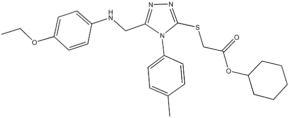 cyclohexyl {[5-[(4-ethoxyanilino)methyl]-4-(4-methylphenyl)-4H-1,2,4-triazol-3-yl]sulfanyl}acetate 结构式