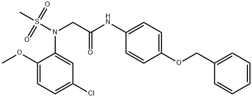 N-[4-(benzyloxy)phenyl]-2-[5-chloro-2-methoxy(methylsulfonyl)anilino]acetamide 结构式