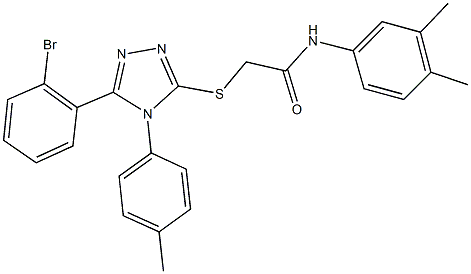 2-{[5-(2-bromophenyl)-4-(4-methylphenyl)-4H-1,2,4-triazol-3-yl]sulfanyl}-N-(3,4-dimethylphenyl)acetamide 结构式