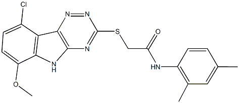 2-[(9-chloro-6-methoxy-5H-[1,2,4]triazino[5,6-b]indol-3-yl)sulfanyl]-N-(2,4-dimethylphenyl)acetamide 结构式