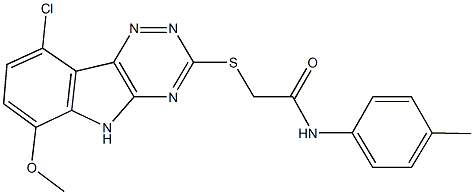 2-[(9-chloro-6-methoxy-5H-[1,2,4]triazino[5,6-b]indol-3-yl)sulfanyl]-N-(4-methylphenyl)acetamide 结构式