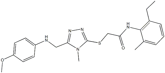 N-(2-ethyl-6-methylphenyl)-2-({5-[(4-methoxyanilino)methyl]-4-methyl-4H-1,2,4-triazol-3-yl}sulfanyl)acetamide 结构式